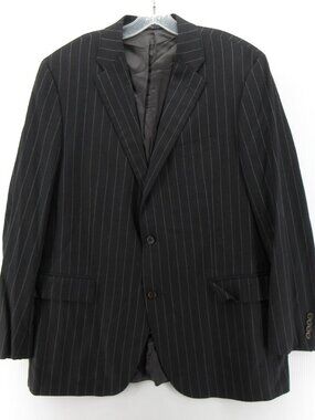 Ralph Lauren Polo Sport Coat 46 L Blazer Virgin Wool Pinstripe Italy